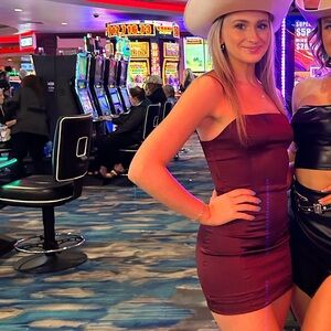 Aritzia Burgundy Satin Mini Dress